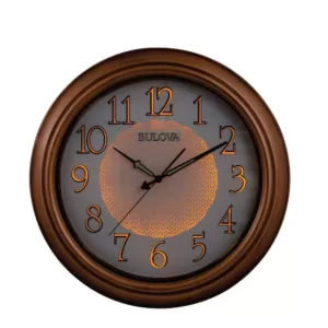 Bulova 18 in. H X 18 in. W Aged Copper Round Wall Clock