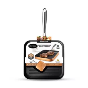 Gotham Steel 10.5 in. Copper Cast Textured Surface Aluminum Non-Stick Grill Pan