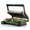 Ovente Copper Electric Panini Press Grill, 2-Slice 1000-Watt Heating Plate, Drip Tray Included