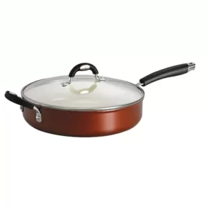 Tramontina Style Ceramica 11 in. Aluminum Ceramic Nonstick Skillet in Copper with Glass Lid