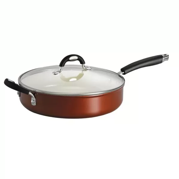 Tramontina Style Ceramica 11 in. Aluminum Ceramic Nonstick Skillet in Copper with Glass Lid