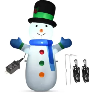 Costway 4  ft. Pre-lit LED Lights Christmas Snowman Christmas Inflatable with Strong Weather Resistance