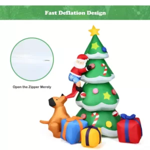 Costway 7 ft. Inflatable Santa Decor Christmas Tree with LED Lights