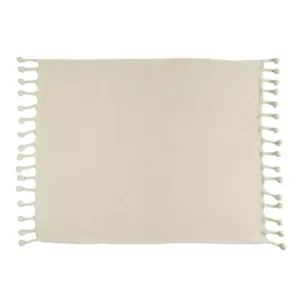 LR Home Embroidery Braided Cream Chevron Herringbone Cotton Throw Blanket