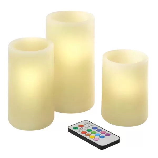 LUMABASE Round Flameless Candle Set (Set of 3)