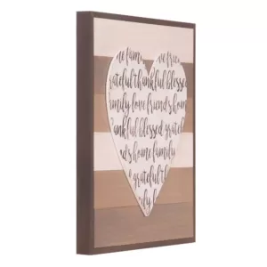 Pinnacle 18 in. x 18 in. Thankful, Grateful, Blessed Cut-Out Heart Wood Decorative Sign