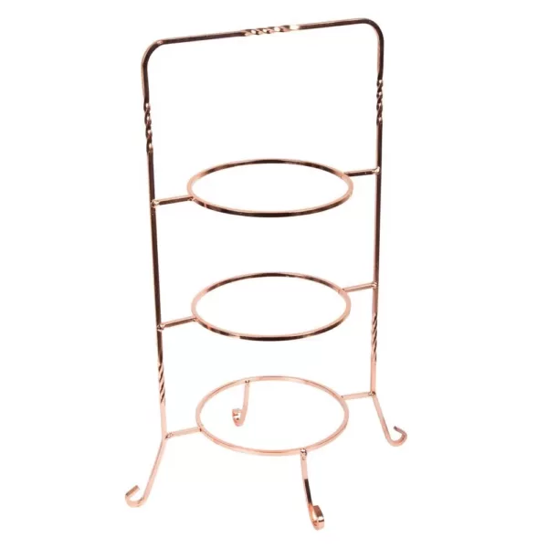 Creative Home 3-Tier Copper Plated Dessert Plate Rack, Cake Serving Tray, Fruit Presentation, Party Food Server Display