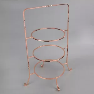 Creative Home 3-Tier Copper Plated Dinner Plate Rack, Party Food Server, Serving Rack, Fruit Presentation, Party Food Server Display