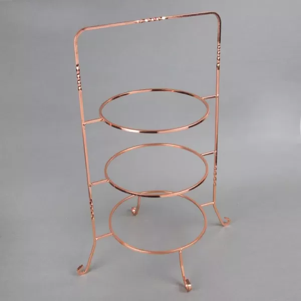 Creative Home 3-Tier Copper Plated Dinner Plate Rack, Party Food Server, Serving Rack, Fruit Presentation, Party Food Server Display