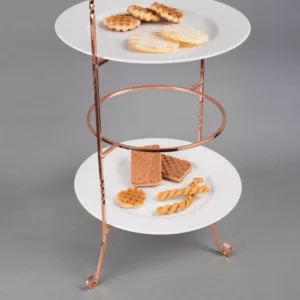 Creative Home 3-Tier Copper Plated Dinner Plate Rack, Party Food Server, Serving Rack, Fruit Presentation, Party Food Server Display