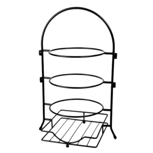 Creative Home 3-Tier Black Buffet Caddy Serving Rack With 2-Detachable Napkin Flatware Holders