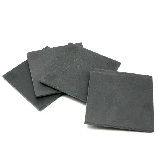 Creative Home Natural Dark Gray Slate Coaster 4 in. x 4 in. (Set of 4)