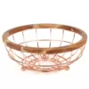 Creative Home Deluxe Acacia Copper Plated Wood and Iron Wire Fruit Basket Fruit Bowl