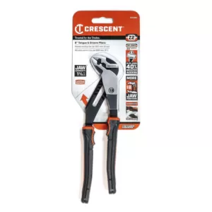 Crescent 8 in. Z2 K9 Straight Jaw Dual Material Tongue and Groove Pliers