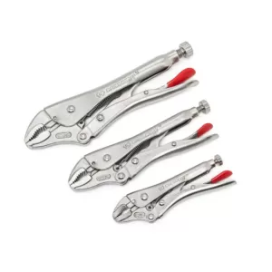 Crescent Curved Jaw Locking Pliers Set (3-Piece Per Pack)