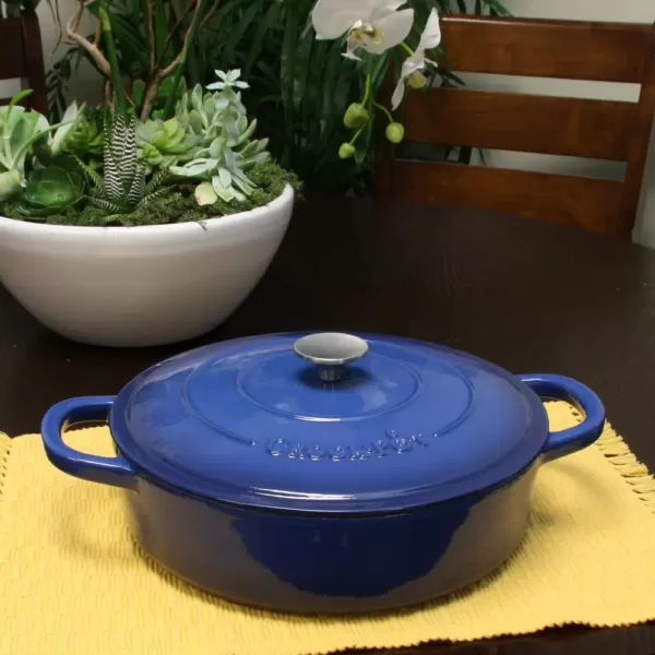 Crock-Pot Artisan 5 Qt. Enameled Cast Iron Round Braiser Pan with Self Basting Lid