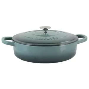 Crock-Pot Artisan 5 Qt. Enameled Cast Iron Round Braiser Pan with Self Basting Lid