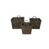 LITTON LANE Large Square Water Hyacinth Wicker Dark Brown Storage Baskets (Set of 3)