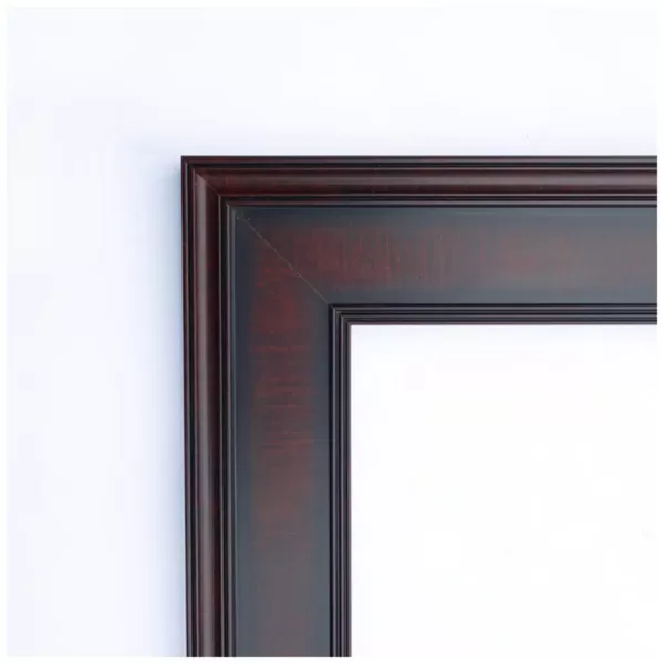 Amanti Art Annatto 25 in. W x 25 in. H Framed Square Beveled Edge Bathroom Vanity Mirror in Dark Brown Mahogany