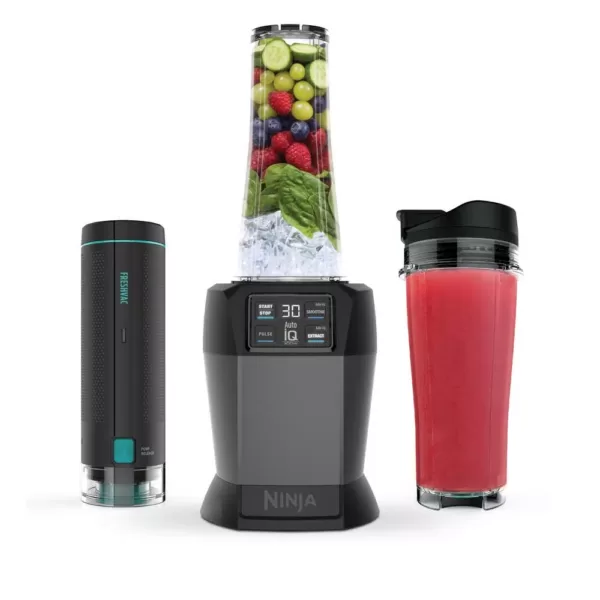 NINJA Nutri Ninja 24 oz. 2-Speed Dark Grey Blender with FreshVac Technology