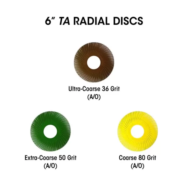 Dedeco Sunburst - 6 in. TC Radial Discs - 1 in. Arbor - Thermoplastic Cleaning and Polishing Tool, Medium 120-Grit (40-Pack)