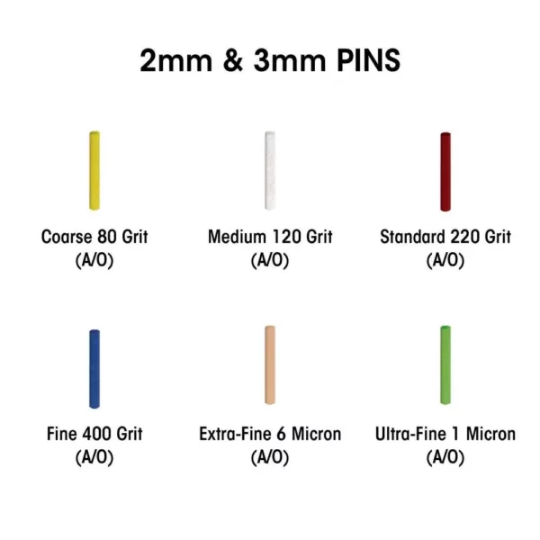 Dedeco Sunburst - 2 mm Pins -Thermoplastic Cleaning Polishing Tool Set, Assorted: 8 Each 6 Grit 7081 Mandrel (49-Piece)