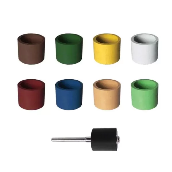 Dedeco Sunburst  1/2 in. x 1/2 in. Band -Cylinder Thermoplastic Sanding Polishing Tool Set 8 Grit 1835 Mandrel (9-Piece)