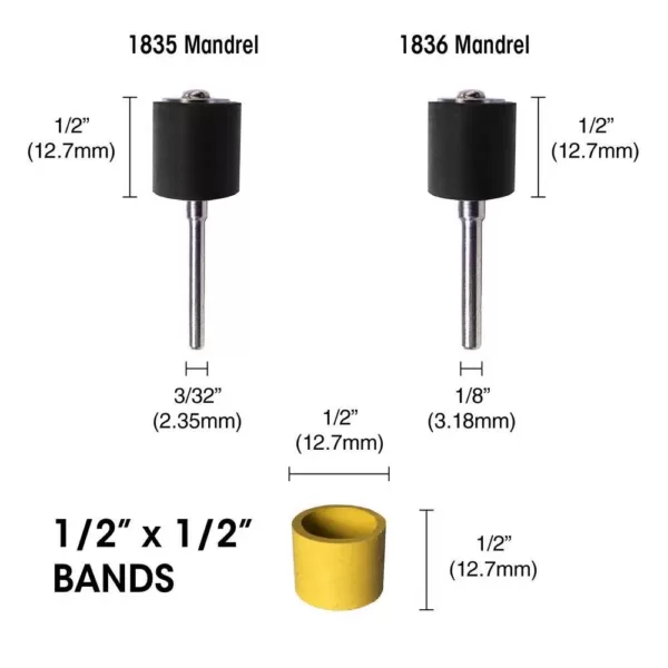 Dedeco Sunburst  1/2 in. x 1/2 in. Bands -Cylinder Thermoplastic Sanding and Polishing Tool, Ultra-Fine 1 Micron (12-Pack)