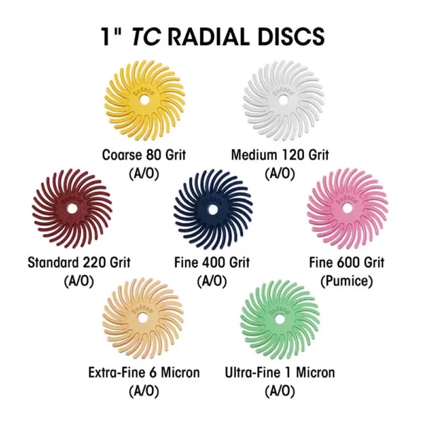 Dedeco Sunburst 7/8 in. Dual Radial Discs - 1/16 in. Arbor Rotary Cleaning and Polishing Tool Assortment (43-Pieces)