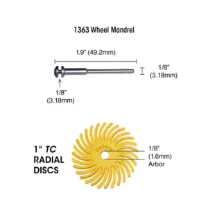 Dedeco Sunburst 7/8 in. x 1/16 in. 120-Grit Medium Dual Radial Discs Arbor Rotary Cleaning and Polishing Tool (12-Pack)