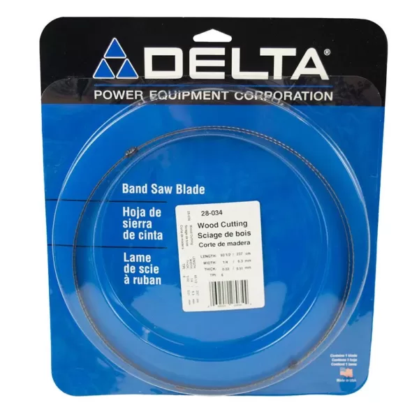 Delta 93-1/2 in. x 1/4 in. x 6T Band Saw Blade