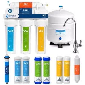 Express Water Express Water Reverse Osmosis 5 Stage Water Filtration System – NSF Certified – Faucet, Tank and 4 Filters – 50 GPD