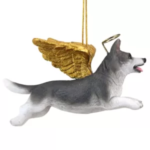 Design Toscano 2.5 in. Honor the Pooch Siberian Husky Holiday Dog Angel Ornament