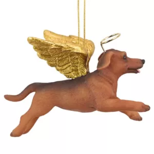 Design Toscano 3 in. Honor the Pooch Dachshund Holiday Dog Angel Ornament