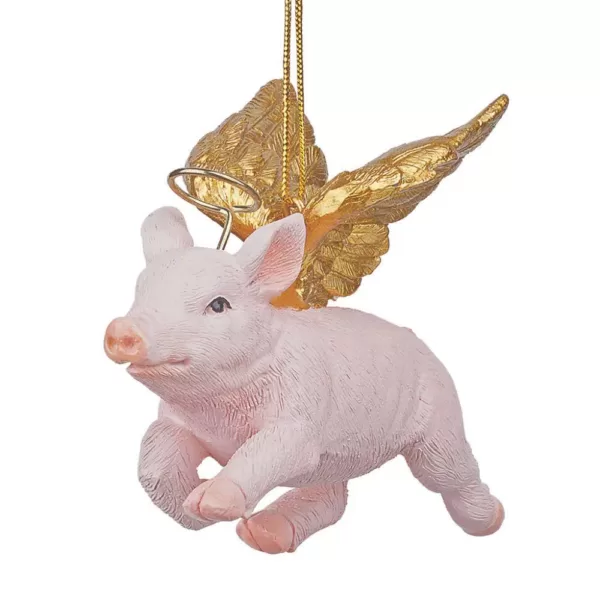 Design Toscano 3 in. Hog Heaven Flying Pig Angel Holiday Ornament