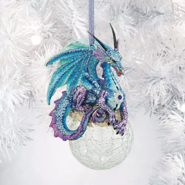 Design Toscano 5 in. Frost, the Gothic Dragon Holiday Ornament (3-Piece)