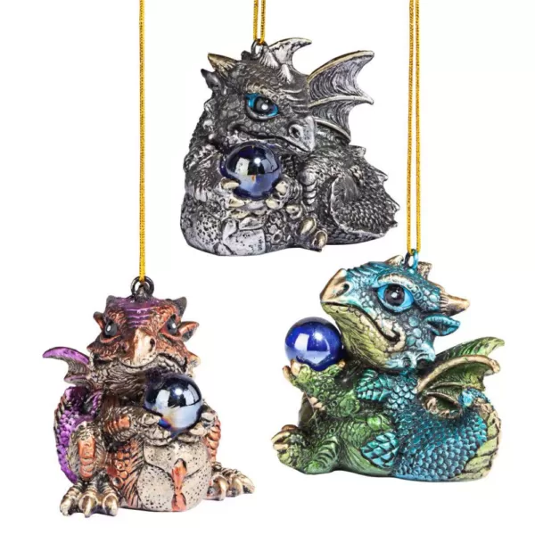 Design Toscano 2 in. Three Dragon Virtues Gothic Holiday Ornament (3-Piece)