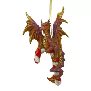 Design Toscano 5 in. Cane and Abel the Dragon 2017 Holiday Ornament