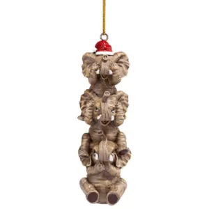 Design Toscano 5 in. See, Speak, Hear No Evil Elephant Holiday Ornament