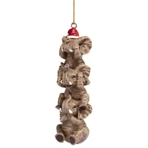 Design Toscano 5 in. See, Speak, Hear No Evil Elephant Holiday Ornament