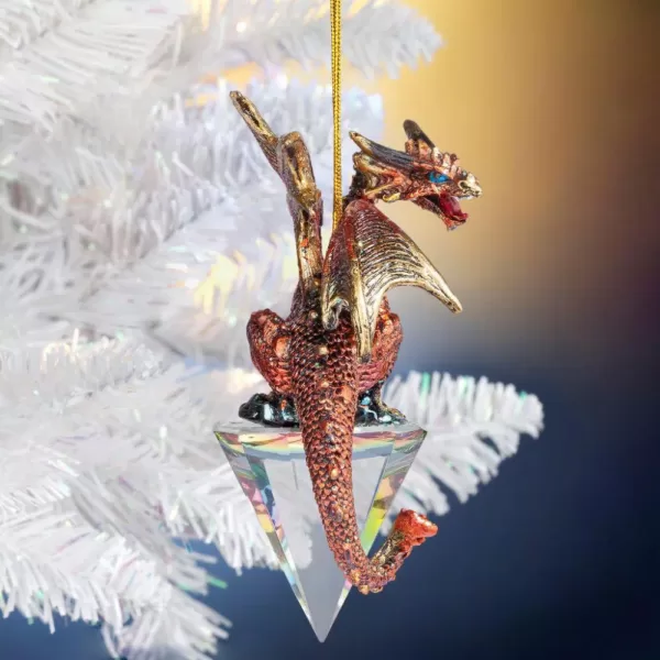 Design Toscano 3.5 in. Diamond Dragon Gothic Holiday Ornament (3-Piece)