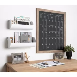 DesignOvation Beatrice Rustic Brown Chalkboard Monthly Calendar Memo Board