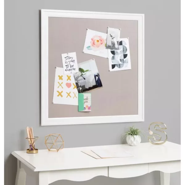 DesignOvation Bosc White Fabric Pinboard Memo Board