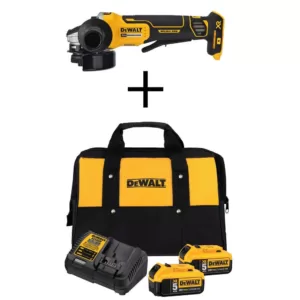 DEWALT 20-Volt MAX XR Cordless Brushless 4-1/2 in. Paddle Switch Small Angle Grinder with (2) 20-Volt 5.0Ah Batteries & Charger