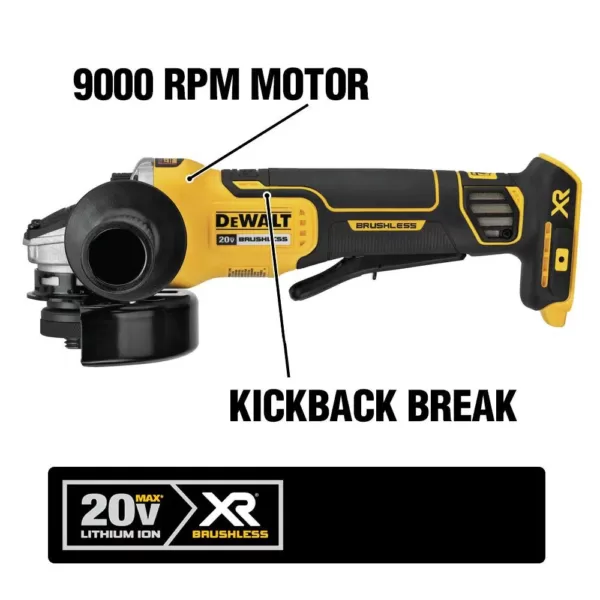 DEWALT 20-Volt MAX XR Cordless Brushless 4-1/2 in. Paddle Switch Small Angle Grinder with (2) 20-Volt 6.0Ah Batteries