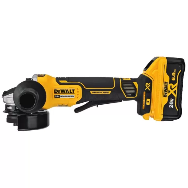 DEWALT 20-Volt MAX XR Cordless Brushless 4-1/2 in. Paddle Switch Small Angle Grinder with (2) 20-Volt 6.0Ah Batteries