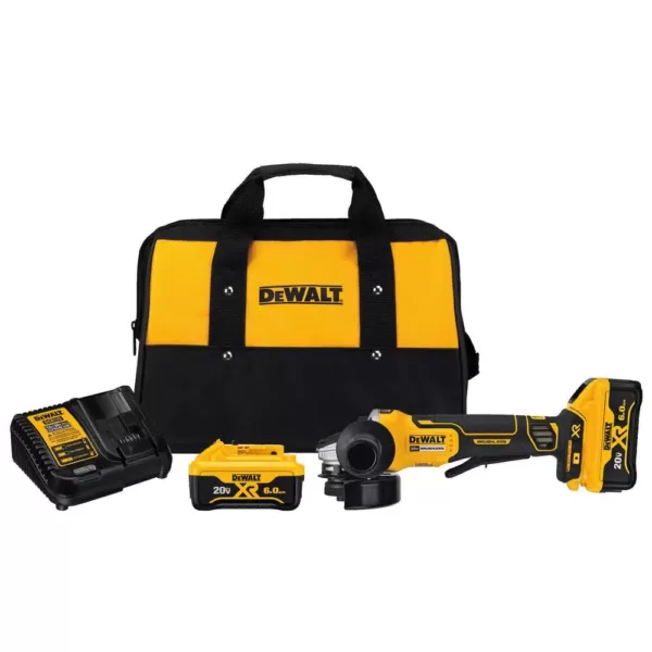 DEWALT 20-Volt MAX XR Cordless Brushless 4-1/2 in. Small Angle Grinder, (2) 20-Volt 6.0Ah Batteries & Reciprocating Saw