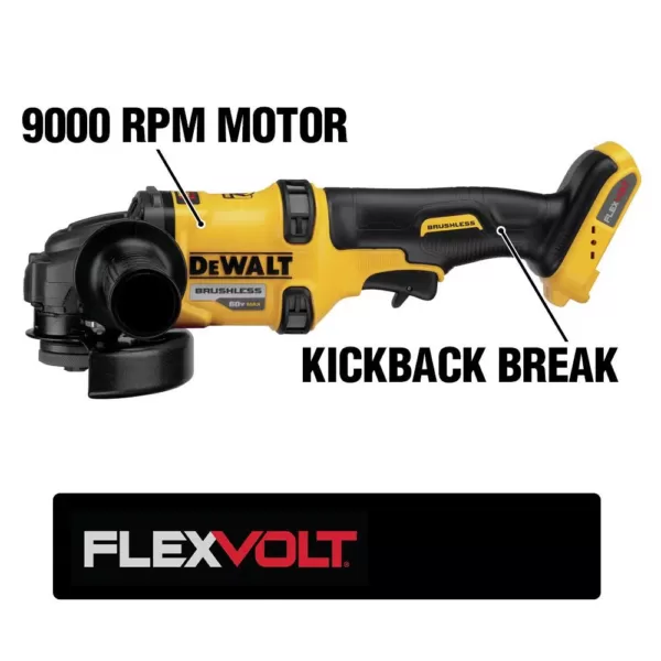 DEWALT FLEXVOLT 60-Volt MAX Cordless Brushless 4-1/2 in. Angle Grinder, (1) FLEXVOLT 9.0Ah & (1) FLEXVOLT 6.0Ah Battery