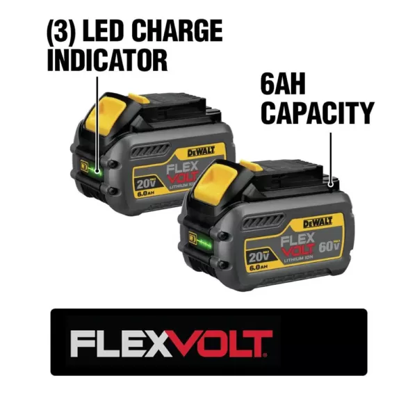 DEWALT FLEXVOLT 60-Volt MAX Cordless Brushless 4-1/2 in. Angle Grinder, (2) FLEXVOLT 6.0Ah Batteries & Reciproacting Saw