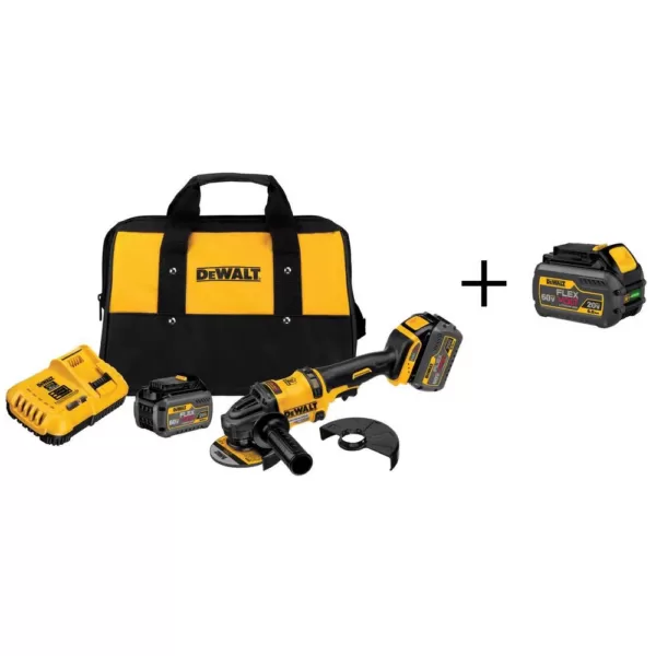 DEWALT FLEXVOLT 60-Volt MAX Cordless Brushless 4-1/2 in. Angle Grinder with Kickback Brake & (3) FLEXVOLT 6.0Ah Batteries